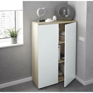 DMORA Armario multiuso Dlupp - Moderno 80x33x119cm Beige/Blanco DMORA Armario multiuso Dlupp - Moderno 80x33x119cm Beige/Blanco