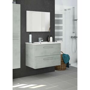 Gabinete de baño Inglewood Dmora - Dos cajones, Espejo, Hormigón Gabinete de baño Inglewood Dmora - Dos cajones, Espejo, Hormigón