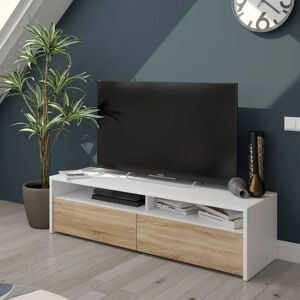 DMORA Henderson Mueble TV - Blanco moderno 130x40x36 cm DMORA Henderson Mueble TV - Blanco moderno 130x40x36 cm