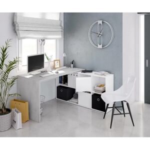 Dmora Escritorio reversible blanco y cemento - Solución para espacios pequeños Dmora Escritorio reversible blanco y cemento - Solución para espacios pequeños