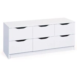 DMORA Cómoda blanca de seis cajones - Almacenamiento moderno DMORA Cómoda blanca de seis cajones - Almacenamiento moderno