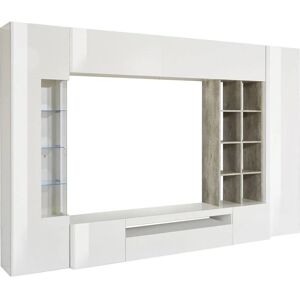 Pared Equipada DMORA con Luz LED - Mueble de Salón Modern Pared Equipada DMORA con Luz LED - Mueble de Salón Modern