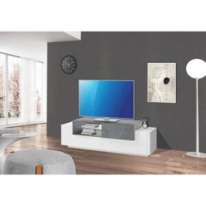 Dmora Mueble de televisión Dlodrin - Blanco Brillo y Gris Cemento - 160x45x51cm Dmora Mueble de televisión Dlodrin - Blanco Brillo y Gris Cemento - 160x45x51cm