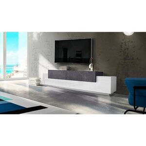 DMORA Gabinete de TV italiano Blanco Gris Moderno 3 Puertas 240x45h52 DMORA Gabinete de TV italiano Blanco Gris Moderno 3 Puertas 240x45h52