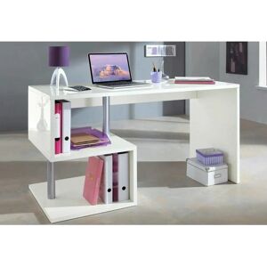 DMORA Escritorio Moderno Blanco con Estantes - Oficina y Estudio DMORA Escritorio Moderno Blanco con Estantes - Oficina y Estudio