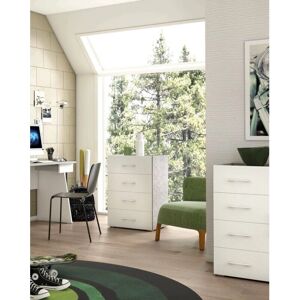 DMORA - Cajonera blanca y gris de 4 cajones - Almacenamiento en dormitorio DMORA - Cajonera blanca y gris de 4 cajones - Almacenamiento en dormitorio