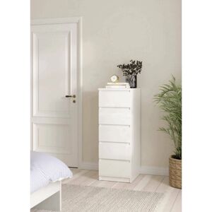 Cómoda Blanca Brillo de Cinco Cajones - Almacenamiento Dormitorio Cómoda Blanca Brillo de Cinco Cajones - Almacenamiento Dormitorio