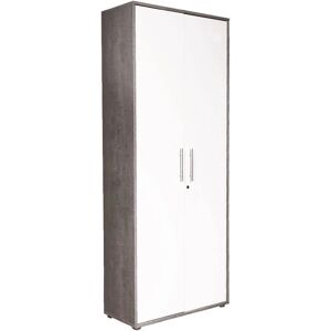 Libreria DMORA con Serratura - 4 Ripiani, Bianco & Cemento Libreria DMORA con Serratura - 4 Ripiani, Bianco & Cemento