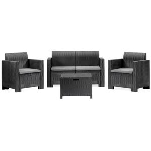 Set de salón exterior Dmora - Efecto ratán con cojines Set de salón exterior Dmora - Efecto ratán con cojines