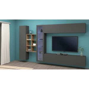 DMORA Unidad de Pared - Antracita, 280x30x180 cm - Muebles de sala DMORA Unidad de Pared - Antracita, 280x30x180 cm - Muebles de sala