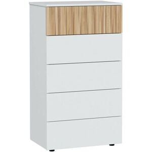 Cómoda Dorig DMORA - 5 Cajones Modernos Blanco y Roble Cómoda Dorig DMORA - 5 Cajones Modernos Blanco y Roble