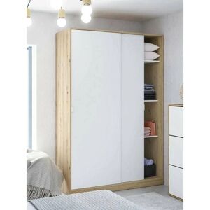 Armario Waterbury DMORA - Puertas correderas, 3 estantes, 120x50x200cm - Blanco y Roble Nodi Armario Waterbury DMORA - Puertas correderas, 3 estantes, 120x50x200cm - Blanco y Roble Nodi
