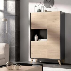 DMORA Aparador - Buffet moderno con 3 puertas, 81x43cm, Antracita DMORA Aparador - Buffet moderno con 3 puertas, 81x43cm, Antracita