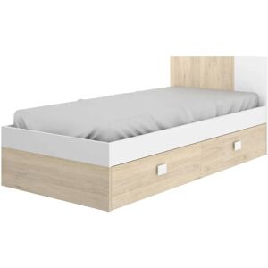 Cama de almacenamiento Dmora Roble Blanco - Mueble moderno para dormitorio infantil Cama de almacenamiento Dmora Roble Blanco - Mueble moderno para dormitorio infantil