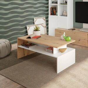 DMORA Vail - Mesa de café con almacenamiento - 100x50h43 cm - Blanco DMORA Vail - Mesa de café con almacenamiento - 100x50h43 cm - Blanco