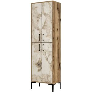 DMORA - Alphard - 60x35h200 cm - Nogal Mármol Blanco - Armario de almacenamiento DMORA - Alphard - 60x35h200 cm - Nogal Mármol Blanco - Armario de almacenamiento