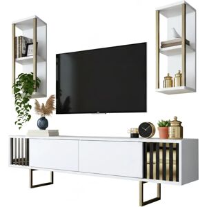 DMORA - Eunomia - Blanco - Negro - Mueble de TV DMORA - Eunomia - Blanco - Negro - Mueble de TV