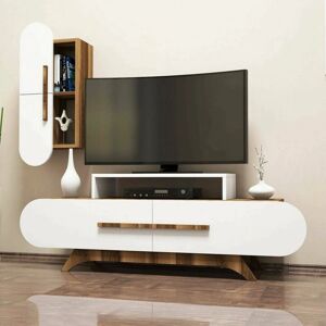 Dmora Segin - 145x37h50 cm - Nogal y Blanco - Mueble de pared Dmora Segin - 145x37h50 cm - Nogal y Blanco - Mueble de pared