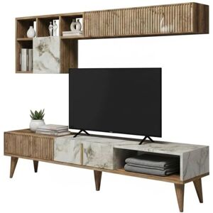 Dmora - Gemini - Walnut - White Marble - Wall Unit Dmora - Gemini - Walnut - White Marble - Wall Unit