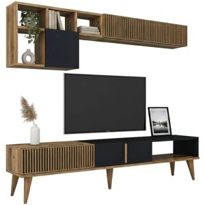 Dmora - Gemini - Walnut-Anthracite - 180x35x40 cm - mueble TV Dmora - Gemini - Walnut-Anthracite - 180x35x40 cm - mueble TV
