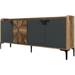 Aparador Dmora en Nogal y Antracita - Mueble moderno de almacenamiento Aparador Dmora en Nogal y Antracita - Mueble moderno de almacenamiento