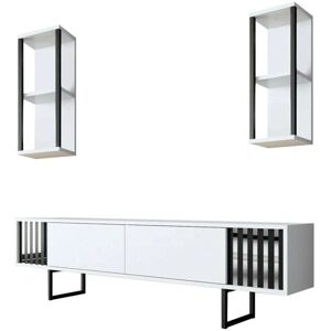 Mueble de TV Blanco y Negro de Dmora - Mueble de pared para TV Mueble de TV Blanco y Negro de Dmora - Mueble de pared para TV