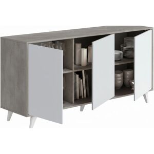 DMORA Credenza - Weddell, Buffet multifonction, Gris clair et Blanc - Publicité DMORA Credenza - Weddell, Buffet multifonction, Gris clair et Blanc - Publicité