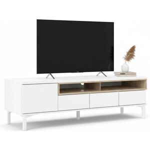 Dmora - Dtoffani - Acabado Blanco Roble - 156x48 cm - Mueble TV Dmora - Dtoffani - Acabado Blanco Roble - 156x48 cm - Mueble TV