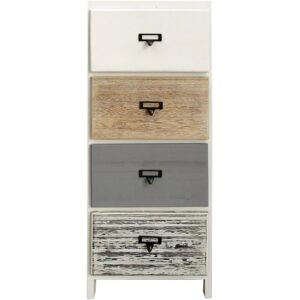 Rebecca Möbel Kommode - 4 Schubladen - Weiß Holz - 79x30x24 Rebecca Möbel Kommode - 4 Schubladen - Weiß Holz - 79x30x24