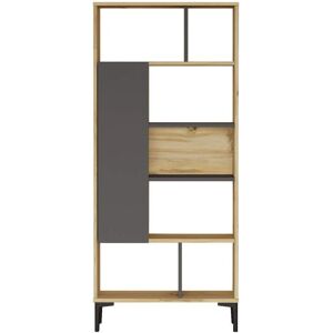 Mobili Rebecca - Estantería Kanak Roble Claro Gris Oscuro Moderno - Estantería Mobili Rebecca - Estantería Kanak Roble Claro Gris Oscuro Moderno - Estantería