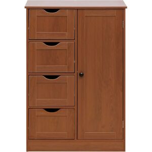 Armoire de bain Rebecca - 4 tiroirs, porte en bois - Moderne marron - Publicité Armoire de bain Rebecca - 4 tiroirs, porte en bois - Moderne marron - Publicité