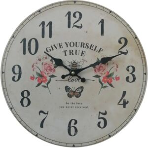 Rebecca Wall Clock - Round MDF Floral Shabby Style Rebecca Wall Clock - Round MDF Floral Shabby Style