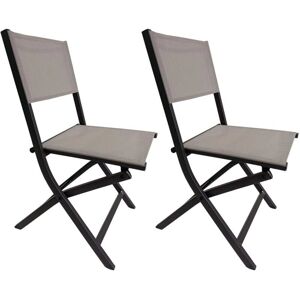 Sillas Plegables de Jardín Mobili Rebecca - Aluminio Poliester Gris Oscuro Beige 2 Sillas Plegables de Jardín Mobili Rebecca - Aluminio Poliester Gris Oscuro Beige 2