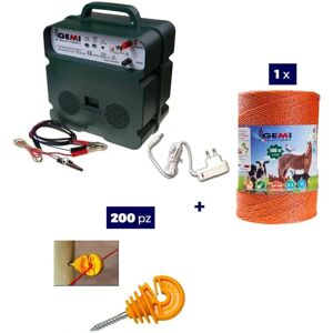 GEMI ELETTRONICA - Kit recinto elettrico - 12V/220V, 1000m filo, 200 isolatori - Recinzione Animali GEMI ELETTRONICA - Kit recinto elettrico - 12V/220V, 1000m filo, 200 isolatori - Recinzione Animali