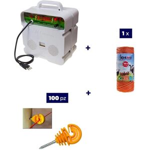 Kit recinzione elettrica GEMI ELETTRONICA - Completo con energizzatore, filo e isolatori Kit recinzione elettrica GEMI ELETTRONICA - Completo con energizzatore, filo e isolatori