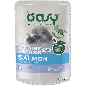 Nourriture pour chats matures - Oasy - 85g - Saumon - Publicité Nourriture pour chats matures - Oasy - 85g - Saumon - Publicité