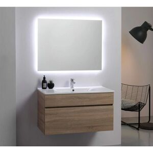 KIAMAMI VALENTINA Mueble de baño suspendido moderno de roble - 90cm - Serie Well KIAMAMI VALENTINA Mueble de baño suspendido moderno de roble - 90cm - Serie Well