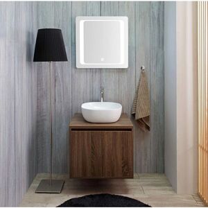 Kiamami Valentina - Mobile bagno sospeso 60cm noce scuro con lavabo d'appoggio Kiamami Valentina - Mobile bagno sospeso 60cm noce scuro con lavabo d'appoggio