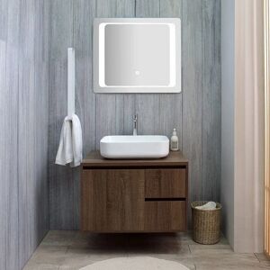 Meuble de Salle de Bain Suspendu Noyer Sombre - 75cm Siena - Publicité Meuble de Salle de Bain Suspendu Noyer Sombre - 75cm Siena - Publicité