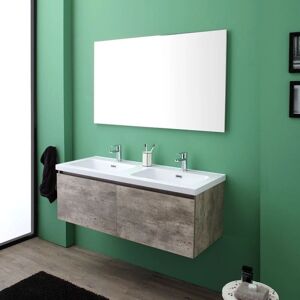 Kiamami Valentina - Mueble de baño con doble lavabo y espejo acabado en cemento - 121cm Kiamami Valentina - Mueble de baño con doble lavabo y espejo acabado en cemento - 121cm