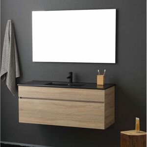 Kiamami Valentina Armario de baño mural de 120cm - Lavabo de cerámica negro Kiamami Valentina Armario de baño mural de 120cm - Lavabo de cerámica negro