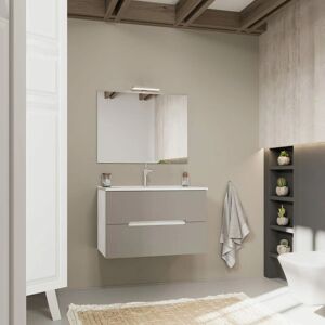 Mobile Bagno Bicolore 80cm Bianco Quercia Cassetti Grigi - Arredo Bagno Mobile Bagno Bicolore 80cm Bianco Quercia Cassetti Grigi - Arredo Bagno