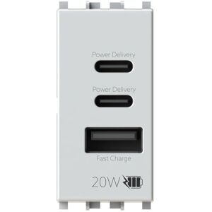 Cargador USB Vimar Plana 3 Salidas - 20W - Power Delivery 2.0 Cargador USB Vimar Plana 3 Salidas - 20W - Power Delivery 2.0