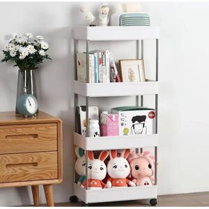 Chariot de stockage mobile Bakaji - 4 étagères, Blanc, Compact - Publicité Chariot de stockage mobile Bakaji - 4 étagères, Blanc, Compact - Publicité