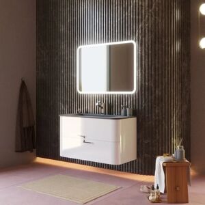 Kiamami Valentina - Mueble de baño suspendido 100cm - Blanco, Negro Kiamami Valentina - Mueble de baño suspendido 100cm - Blanco, Negro