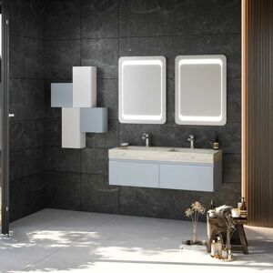 Kiamami Valentina - Mueble de baño suspendido 120cm azul pastel doble lavabo Kiamami Valentina - Mueble de baño suspendido 120cm azul pastel doble lavabo