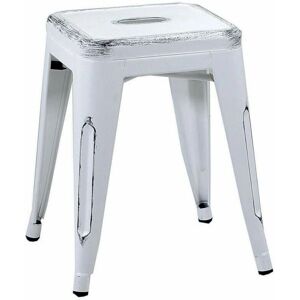 Sgabello vintage in ferro bianco 39x39x45cm - Sgabello Sgabello vintage in ferro bianco 39x39x45cm - Sgabello