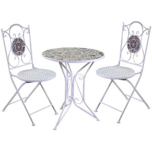 Conjunto de jardín en metal blanco Vacchetti Frigole - Mesa 60cm, 2 sillas Conjunto de jardín en metal blanco Vacchetti Frigole - Mesa 60cm, 2 sillas