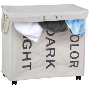 BAKAJI Laundry Basket - 3 Compartments - Foldable Oxford Fabric - Panna BAKAJI Laundry Basket - 3 Compartments - Foldable Oxford Fabric - Panna