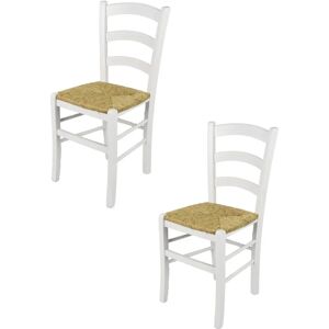 Ensemble de 2 Chaises Venezia - Bois de hêtre blanc - Salle à manger - Publicité Ensemble de 2 Chaises Venezia - Bois de hêtre blanc - Salle à manger - Publicité